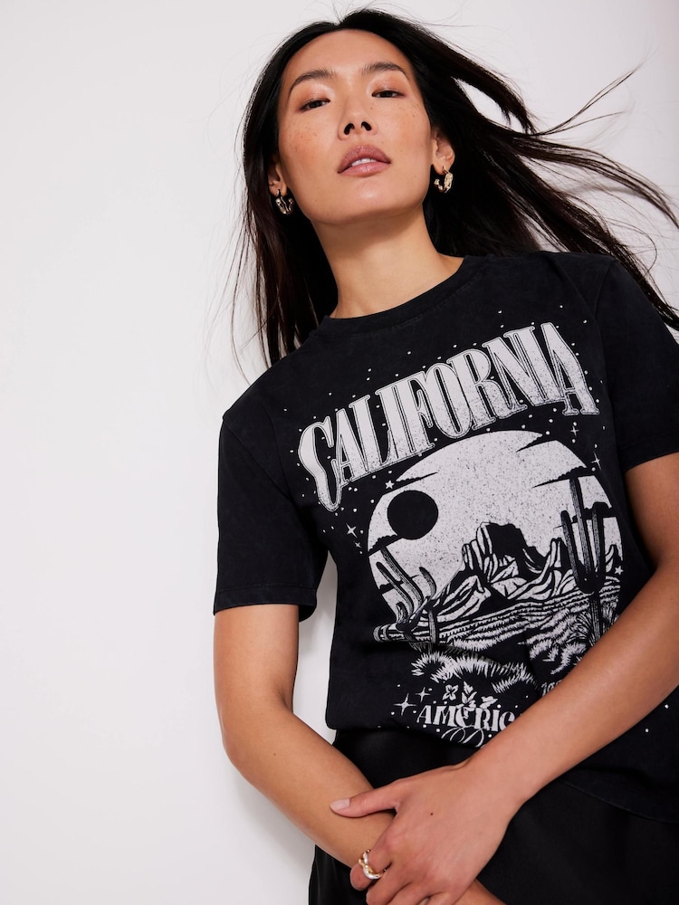 Mint Velvet Black 100% Cotton California T-Shirt - Image 7 of 7