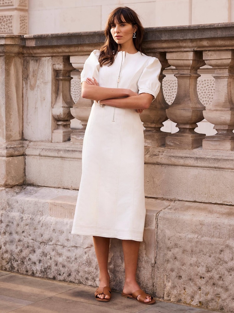 Mint Velvet White Denim Midi Dress - Image 1 of 8