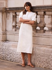 Mint Velvet White Denim Midi Dress - Image 5 of 8
