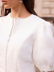 Mint Velvet White Denim Midi Dress - Image 6 of 8