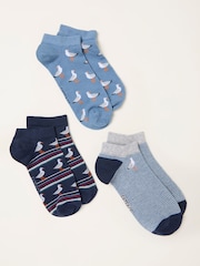 FatFace Blue 3 Pairs of Seagull Trainer Socks - Image 2 of 2