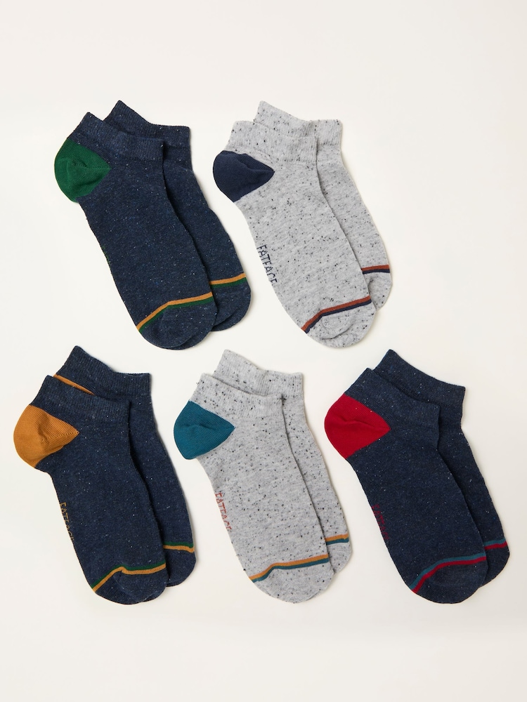 FatFace Navy Multi 5 Pairs of Pop Colour Trainer Socks - Image 2 of 2 FatFace Navy Multi 5 Pairs of Pop Colour Trainer Socks - Image 2 of 2
