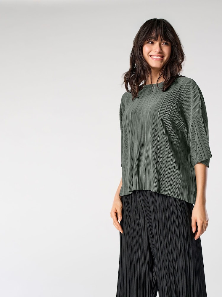 ONLY Grey Loose Fit Plisse Blouses - Image 1 of 5