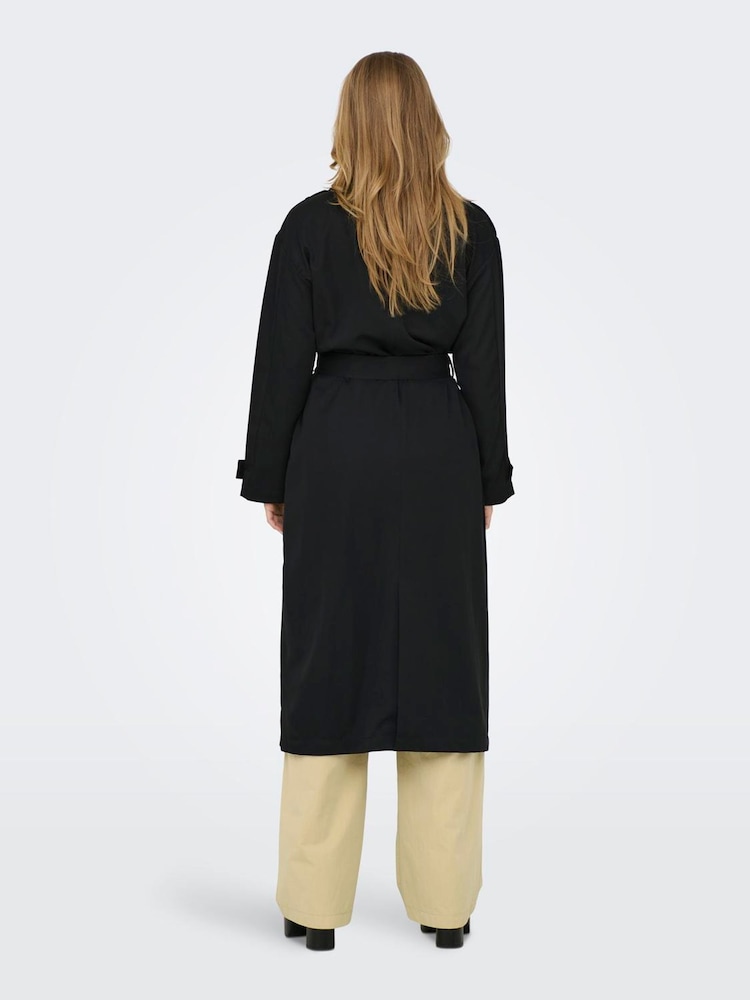 ONLY Black Long Trench Coat - Image 2 of 6