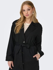 ONLY Black Long Trench Coat - Image 3 of 6