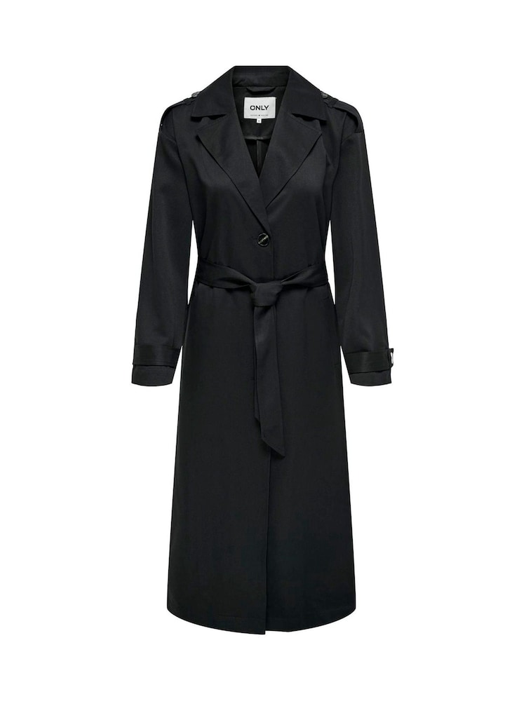 ONLY Black Long Trench Coat - Image 6 of 6