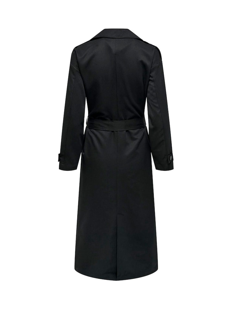 ONLY Black Long Trench Coat - Image 7 of 7