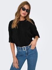 ONLY Black Loose Fit Plisse Blouses - Image 1 of 6