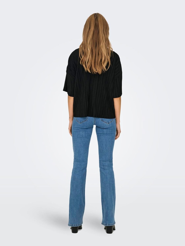 ONLY Black Loose Fit Plisse Blouses - Image 5 of 7