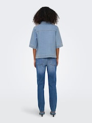 ONLY Blue Short Sleeved Denim 100% Cotton Shirt - Image 3 of 6