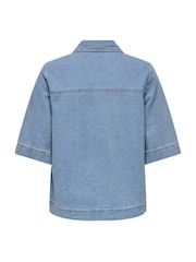ONLY Blue Short Sleeved Denim 100% Cotton Shirt - Image 5 of 6
