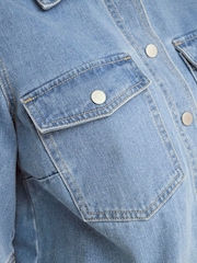 ONLY Blue Short Sleeved Denim 100% Cotton Shirt - Image 6 of 6
