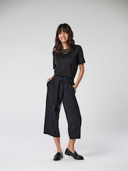 ONLY Black Culotte Palazzo Trousers With Belt - Image 1 of 7