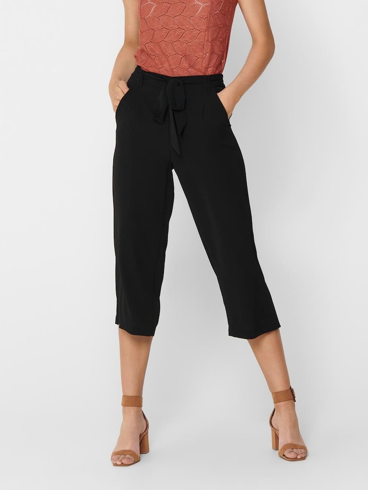 ONLY Black Culotte Palazzo Trousers With Belt - Image 2 of 7