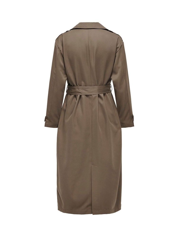 ONLY Brown Long Trench Coat - Image 6 of 6 ONLY Brown Long Trench Coat - Image 6 of 6