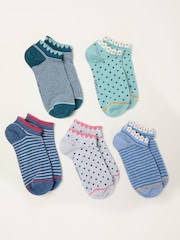 FatFace 5 Pairs of Spot and Stripe Trainer Socks - Imagen 2 de 2