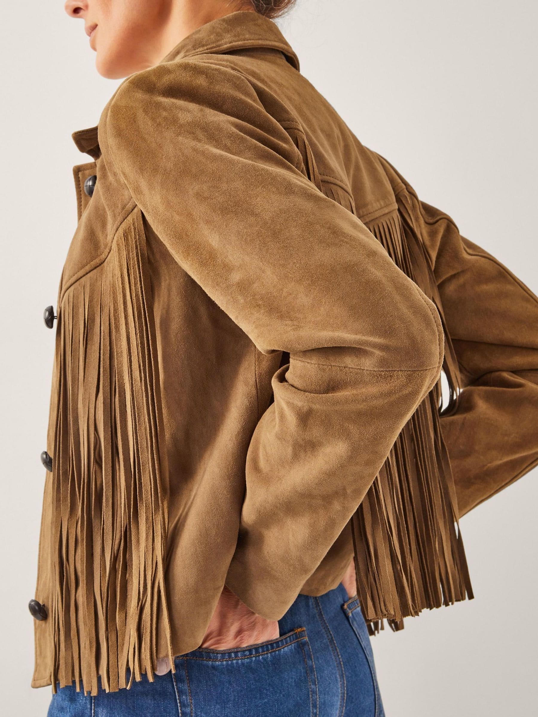 FRINGE VEST SET SUEDE JACKET ブラウンM FRINGE VEST SET SUEDE JACKET ブラウンM