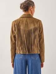 Monsoon Brown Lily Fringe Suede Jacket - Image 4 of 6