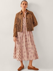 Monsoon Brown Lily Fringe Suede Jacket - Image 5 of 6
