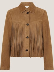 Monsoon Brown Lily Fringe Suede Jacket - Image 6 of 6