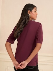 Love & Roses Burgundy Red V-Neck Jersey Premium T-Shirt - Image 4 of 4