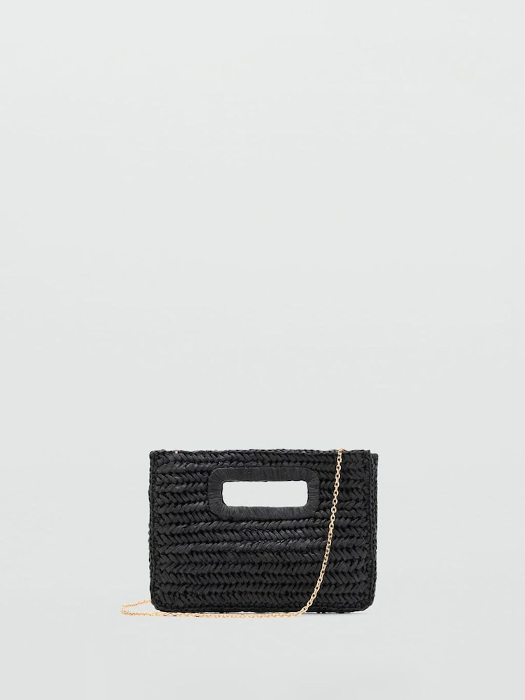 Mango Black Craft Detail Chain Bag - Image 1 of 3 Mango Black Craft Detail Chain Bag - Image 1 of 3