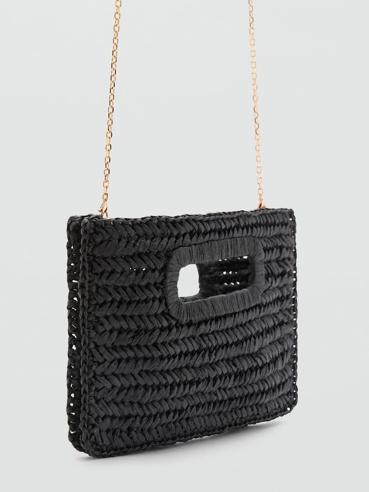 Mango Black Craft Detail Chain Bag - Image 2 of 3 Mango Black Craft Detail Chain Bag - Image 2 of 3