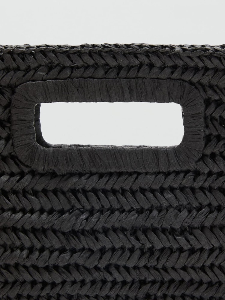 Mango Black Craft Detail Chain Bag - Image 3 of 3 Mango Black Craft Detail Chain Bag - Image 3 of 3