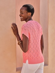Pure Collection 100% Cotton Lace Knit Top - Image 3 of 3