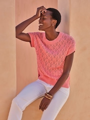 Pure Collection 100% Cotton Lace Knit Top - Image 3 of 3
