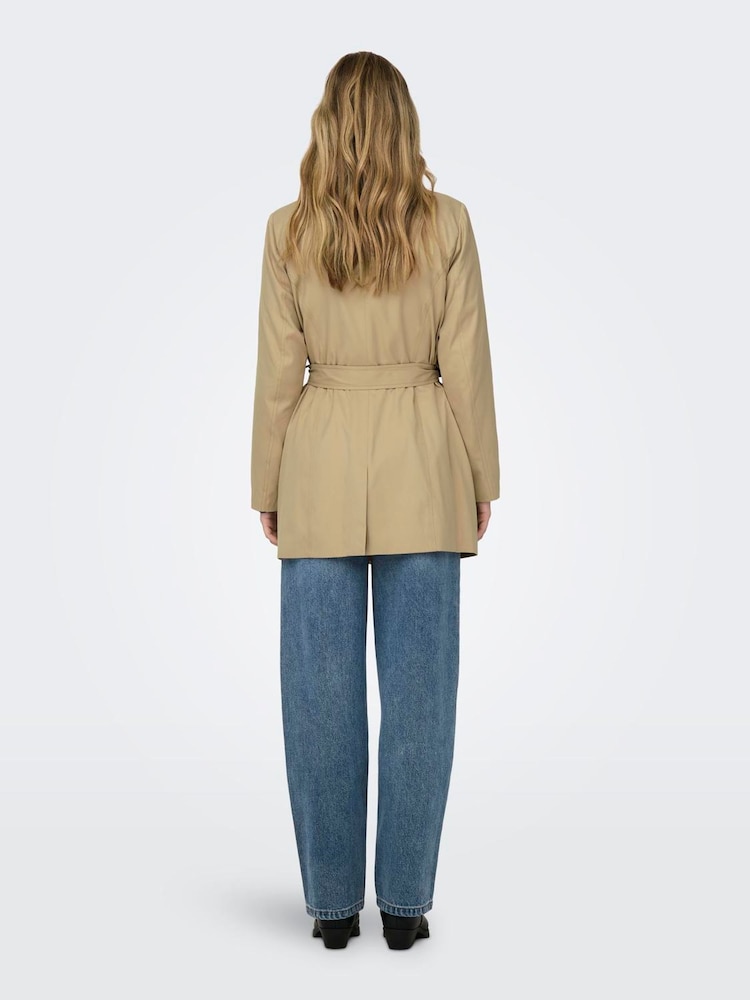 ONLY Brown Double Breasted Classic Trench Coat - Image 2 of 6