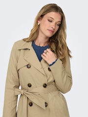 ONLY Brown Double Breasted Classic Trench Coat - Image 3 of 6