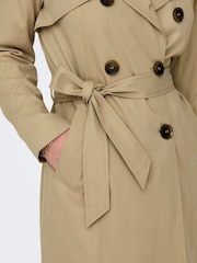 ONLY Brown Double Breasted Classic Trench Coat - Image 4 of 6