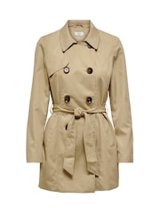 ONLY Brown Double Breasted Classic Trench Coat - Image 5 of 6