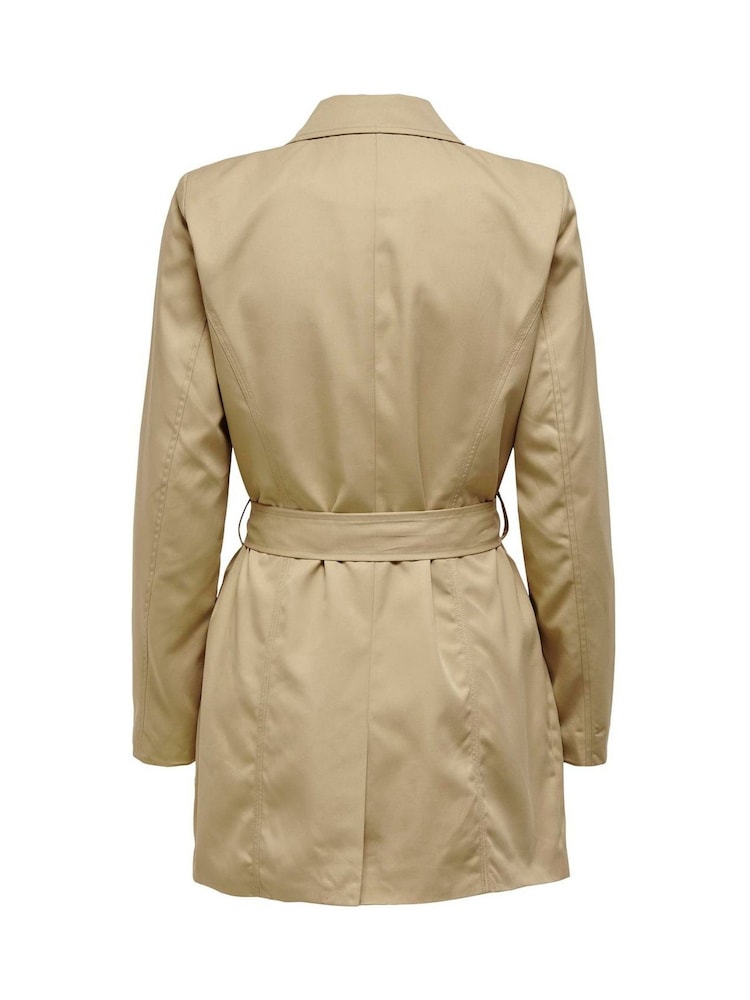 ONLY Brown Double Breasted Classic Trench Coat - Image 6 of 6
