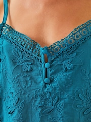 Monsoon Blue Rosie Embroidered Cami Top - Image 4 of 4