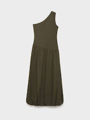 Mango Brown One Shoulder Bubble Hem Midi Dress - Image 4 of 5