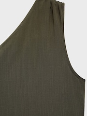 Mango Brown One Shoulder Bubble Hem Midi Dress - Image 5 of 5