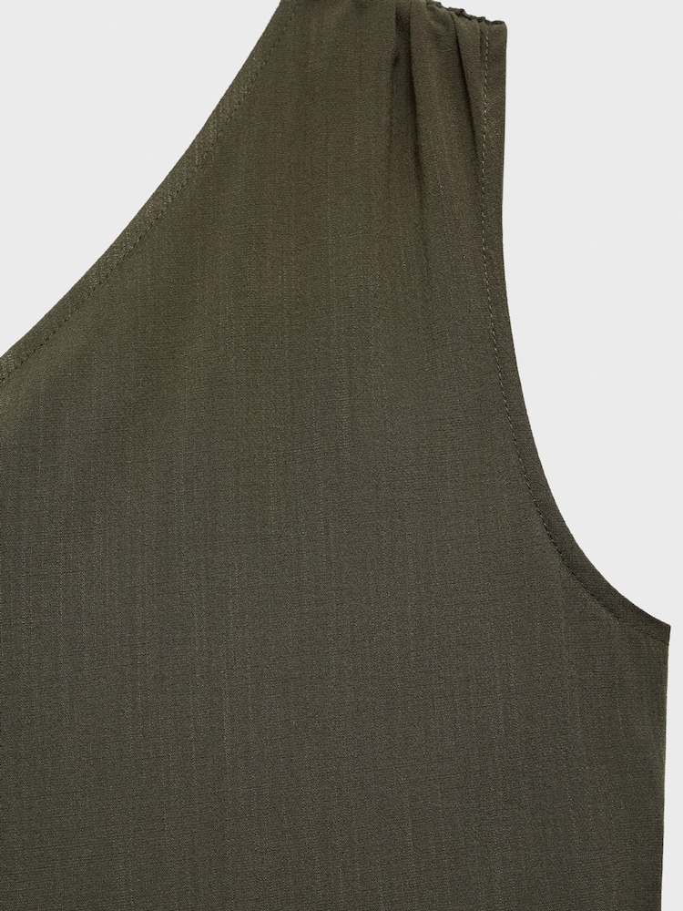 Mango Brown One Shoulder Bubble Hem Midi Dress - Image 5 of 5 Mango Brown One Shoulder Bubble Hem Midi Dress - Image 5 of 5