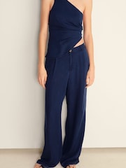 Mango Blue Tailored High Waist Trousers - Image 3 of 5