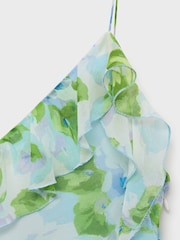 Mango Blue Floral Print Ruffle Occasion Chiffon Slip Maxi Dress - Image 7 of 7
