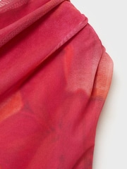 Mango Pink Mesh Asymmetric Midi Dress - Image 6 of 6