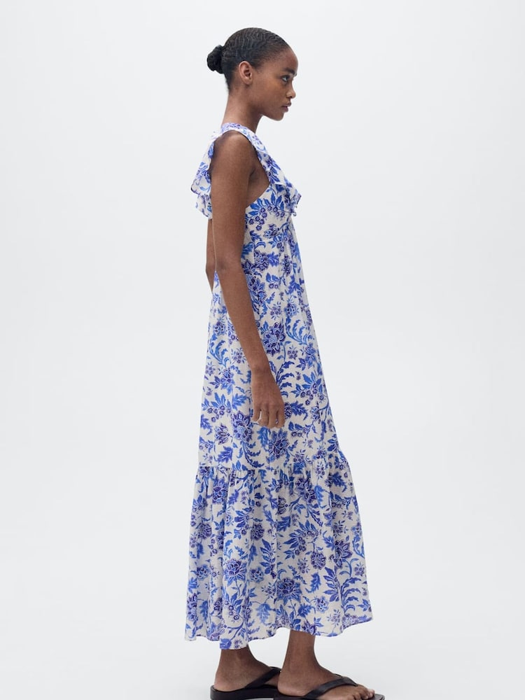 mango blue maxi dress Tango Mango Blue Palm Maxi Cha Cha Dress M