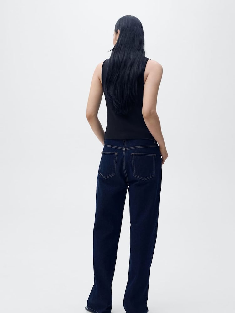Mango Blue Jewel Button Detail Knitted Waistcoat - Image 2 of 5