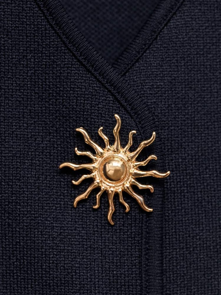 Mango Blue Jewel Button Detail Knitted Waistcoat - Image 5 of 5