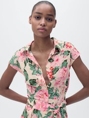Mango Pink Floral Midi Shirt Dress - Image 4 of 6