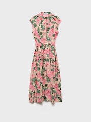 Mango Pink Floral Midi Shirt Dress - Image 5 of 6