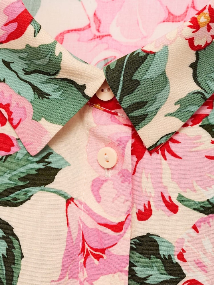 Mango Pink Floral Midi Shirt Dress - Image 6 of 6