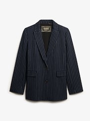 Superdry Navy Pinstripe Boyfriend Blazer - Image 7 of 7