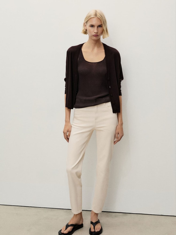 Mango Cream Mom Fit Slim Leg Jeans - Image 1 of 6 Mango Cream Mom Fit Slim Leg Jeans - Image 1 of 6